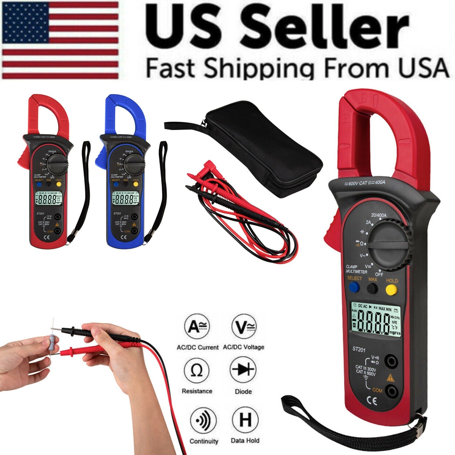 Professional Digital Clamp Meter - High-Precision AC/DC Multimeter & Electrical Circuit Tester